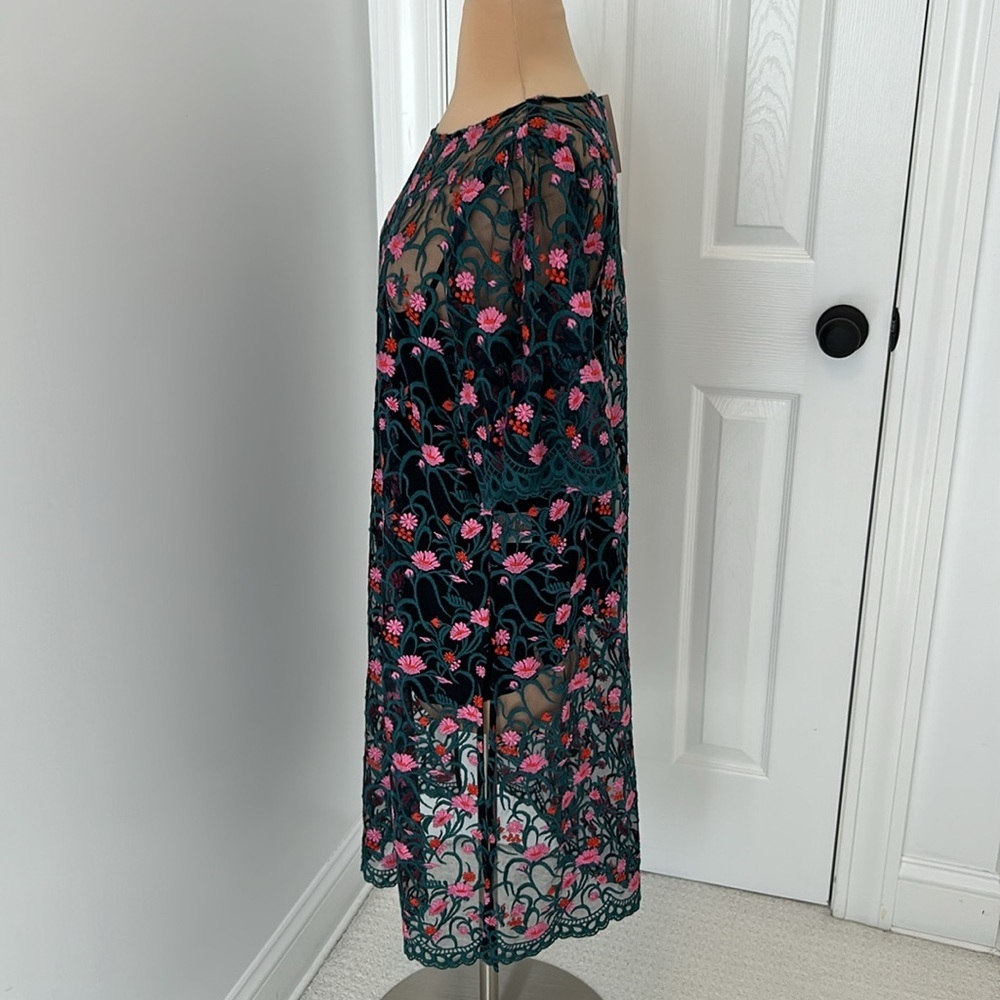 Anthropologie Moulinette Soeurs Floral Embroidered Mesh Tunic Dress - Picture 5 of 9